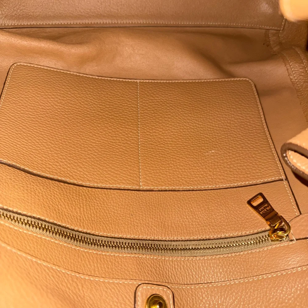 Prada Cognac Leather Tote with Gold Logo - Picture 9 of 16